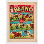 Beano No 34 (Mar 18 1939). Bright cover with back cover light foxing and ink dust blemishes. Cream/