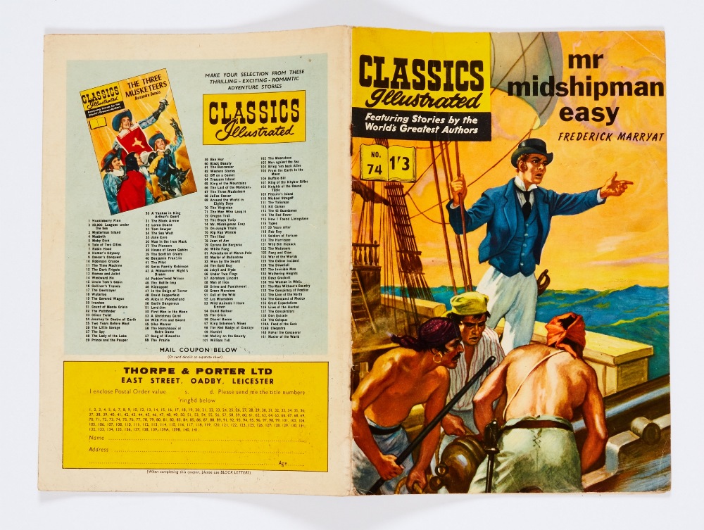 Classics Illustrated 74 (1952 HRN 141) Mr Midshipman Easy (3rd edition). Scarce British cover art.