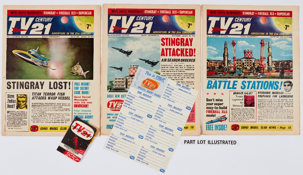 TV Century 21 (1965-67) 1-140 with No 1 free gift Special Agent Identicode Card, No 2 wfg Special