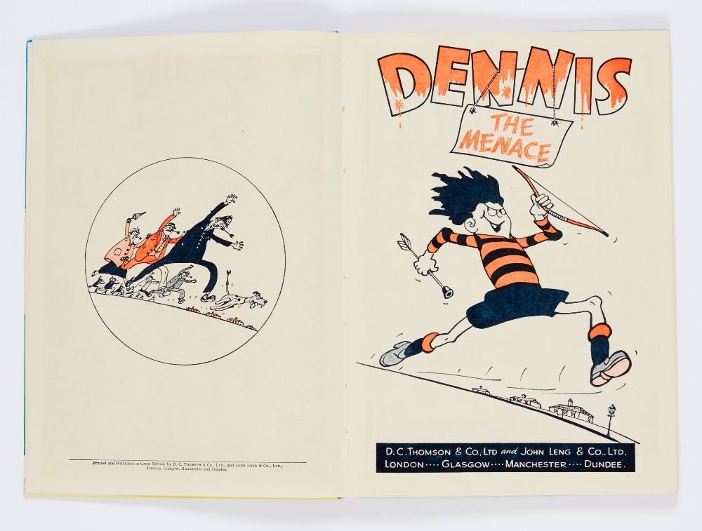 Dennis The Menace Annual 1 (1956). Bright boards with some light vertical stress lines, no - Image 2 of 3