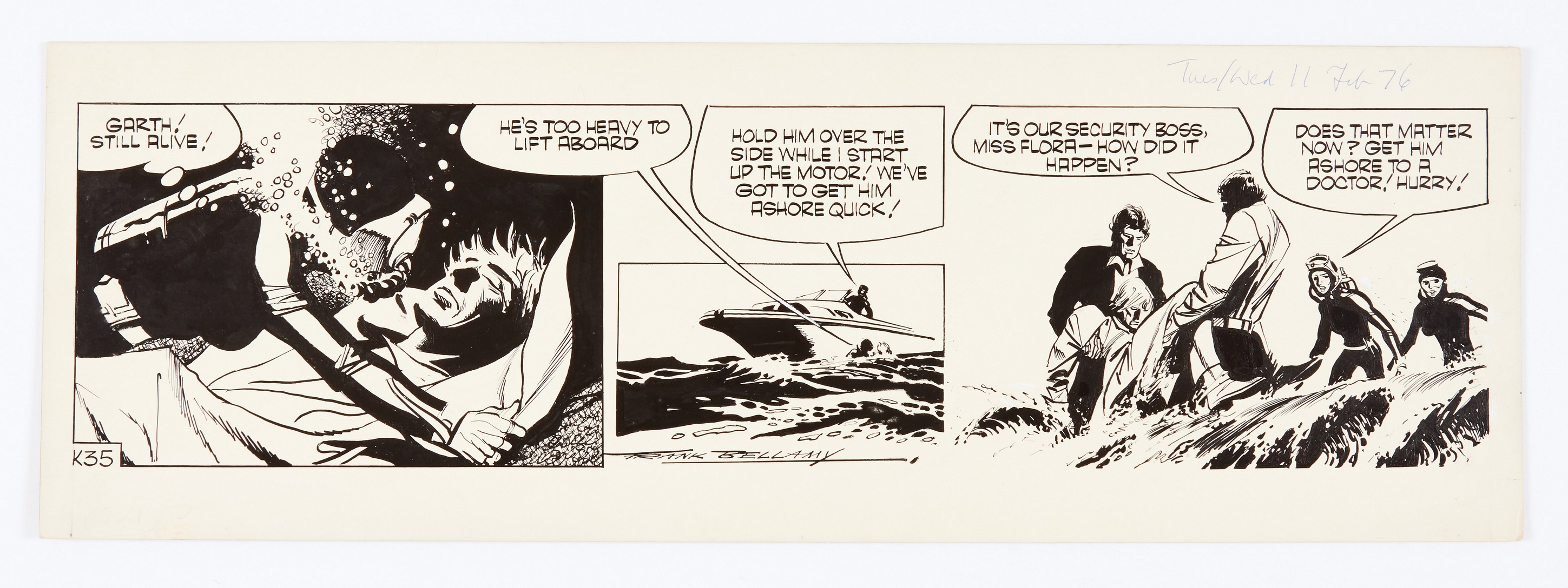 Garth: 'The Beautiful People' signed original artwork (1976) by Frank Bellamy for the D. Mirror 11