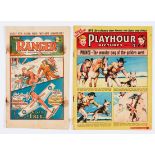 Ranger No 1 (1931) No back cover, rust marks [fr] with Playhour No 1 (1954) worn spine, rusty