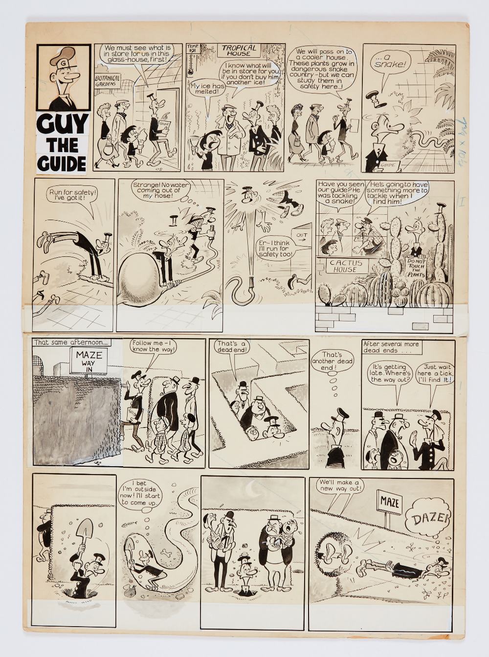 Guy The Guide original artwork by Reg Parlett for Swift (1962). These two boards have been