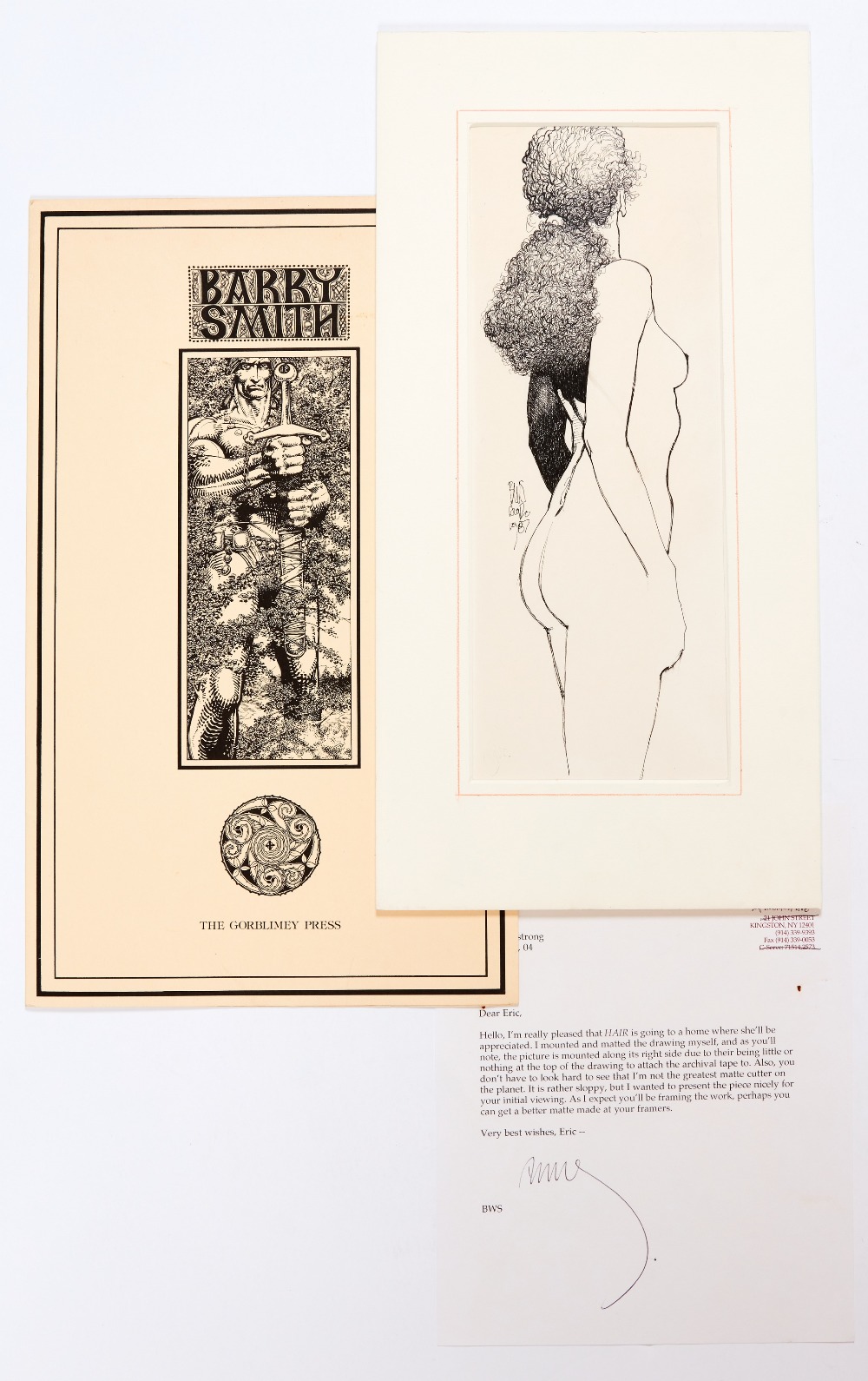 Original 'Hair' artwork drawn and initialled by Barry Windsor-Smith (1987) published in his book,