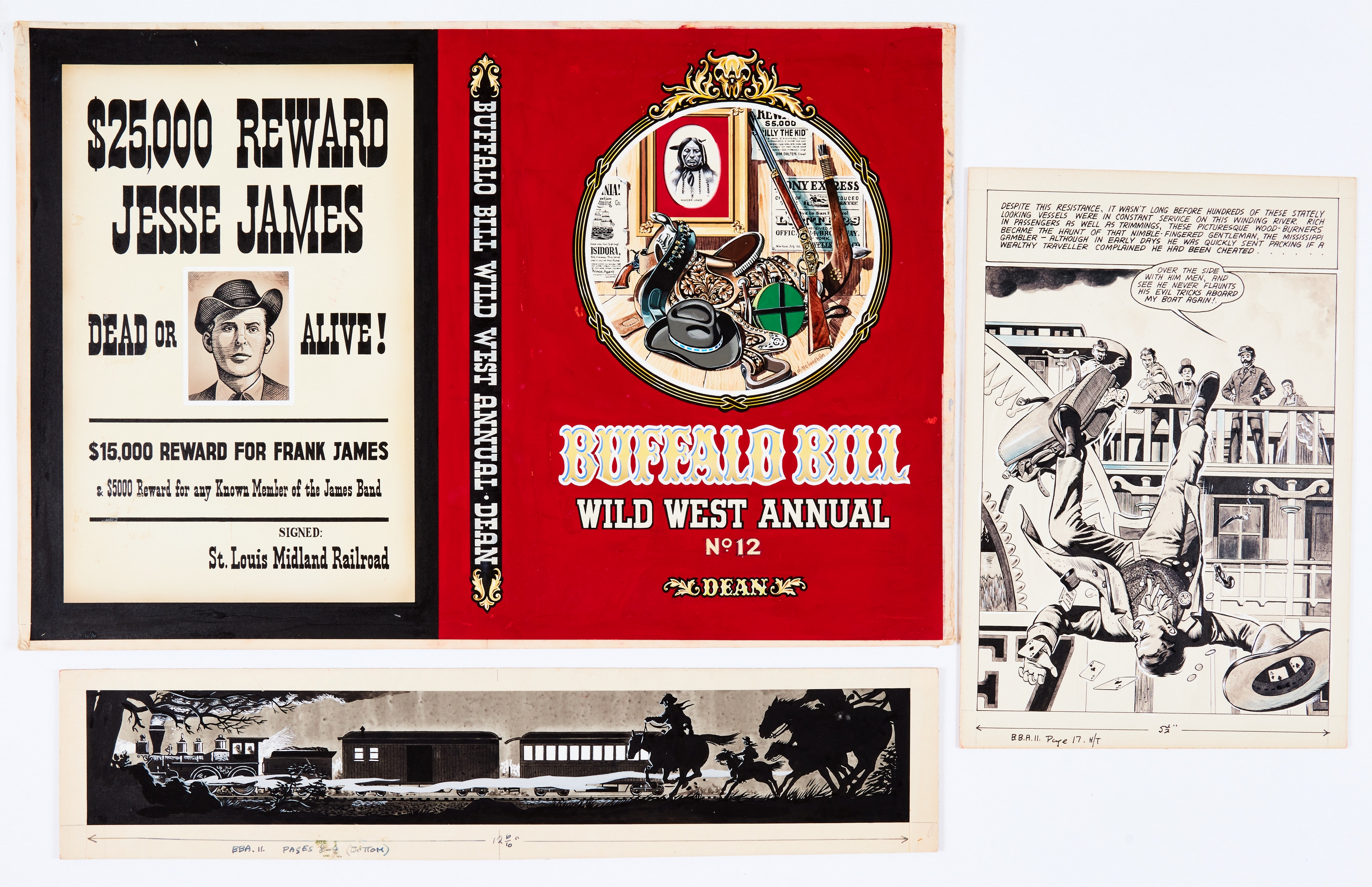 Denis McLoughlin painted and signed original front and back cover artwork (1960) from Buffalo Bill
