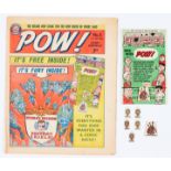 POW! No 3 (1967) wfg Haggis Launcher and Game Card in original bag. Gift clean and unused, comic [