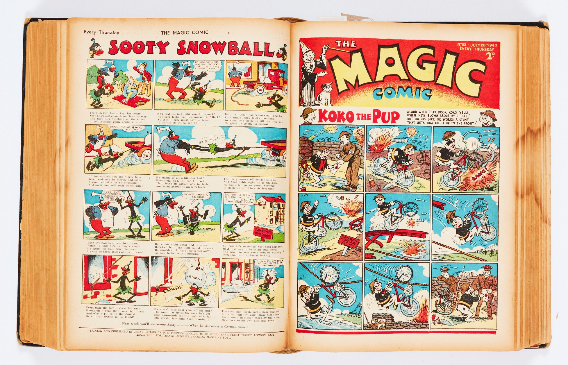 Magic Comic (1940-41) 25-80 (final issue). In bound volume. Propaganda war issues. E. H. Banger's - Image 5 of 9