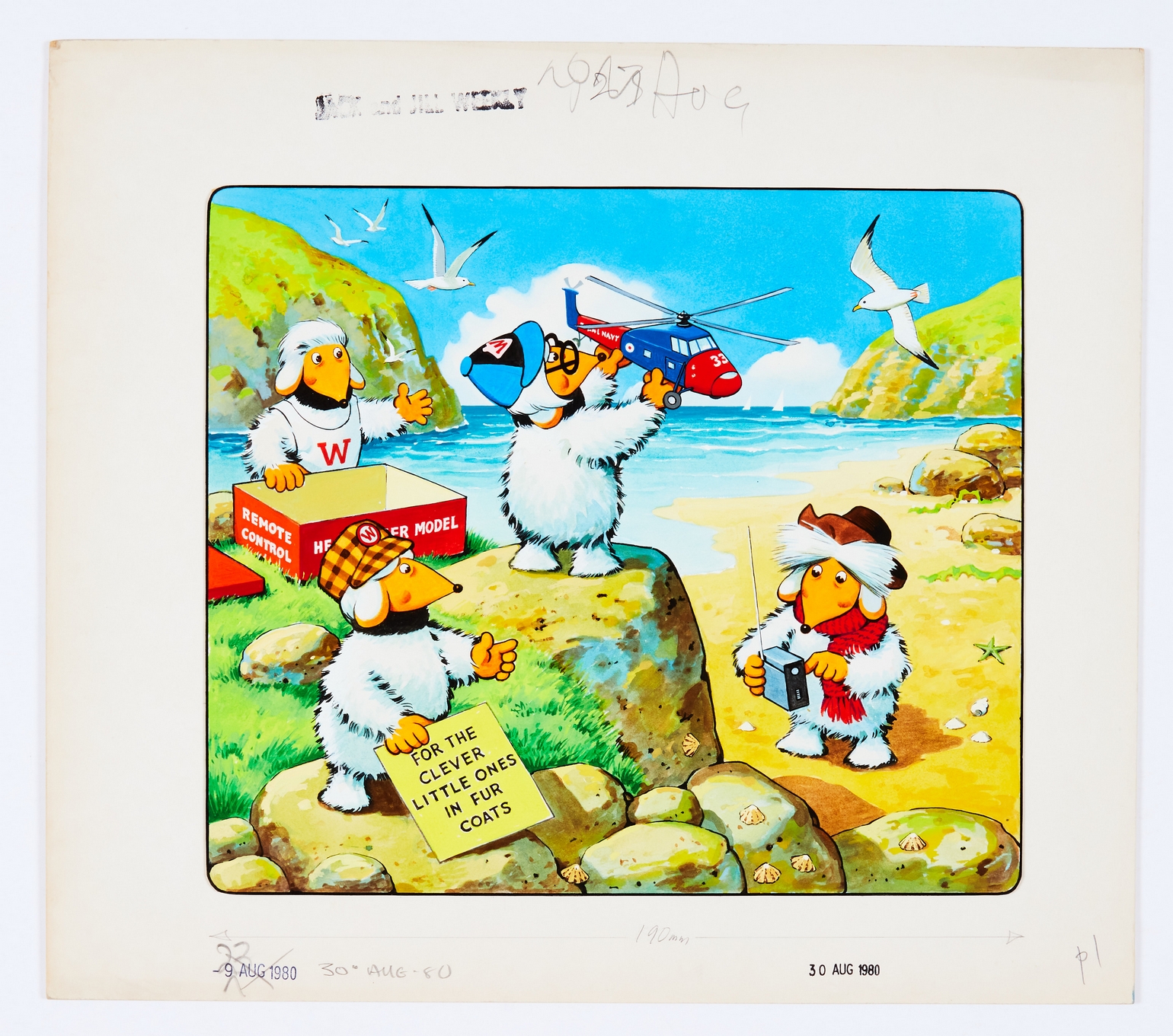 Wombles original front cover artwork by Jesus Biasco for Jack and Jill Weekly 30 Aug 1980. Gouache