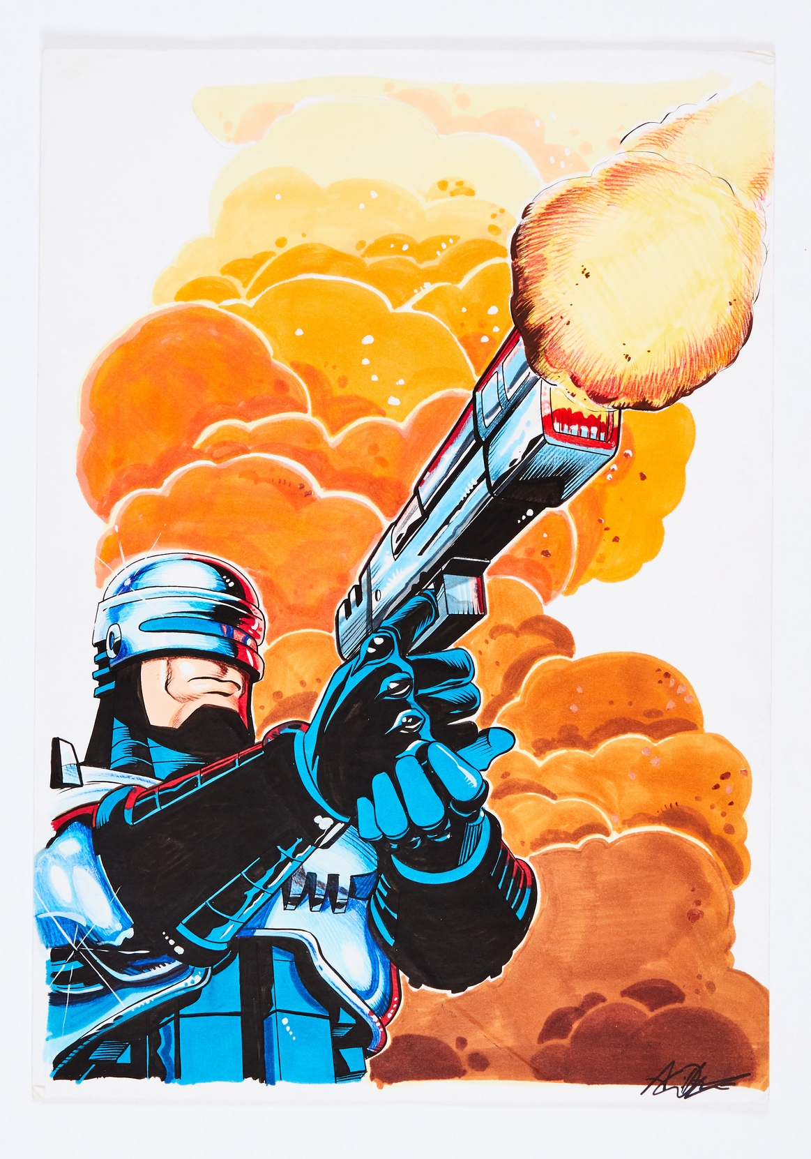 Robocop original artwork cover page painted and signed by Anthony Williams (early 1990s).