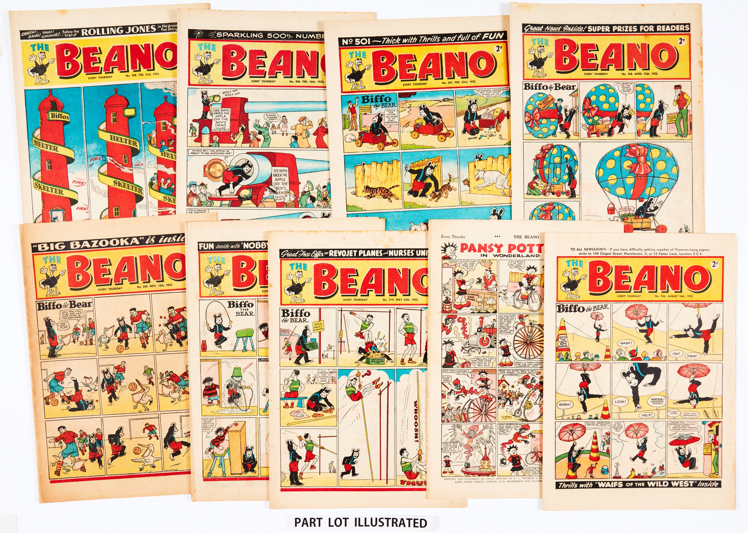 Beano (1952) 494-545. Complete year. Dennis The Menace first cover appearance with Biffo (No 540).