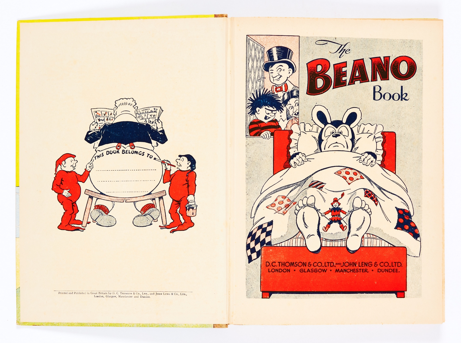 Beano book (1954). Biffo nipped in the bod! Bright cover and spine with minimal wear. No dedication. - Image 2 of 2