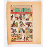 Beano 328 (Feb 7 1948). Front cover printer's proof, second Biffo the Bear cover, signed off and