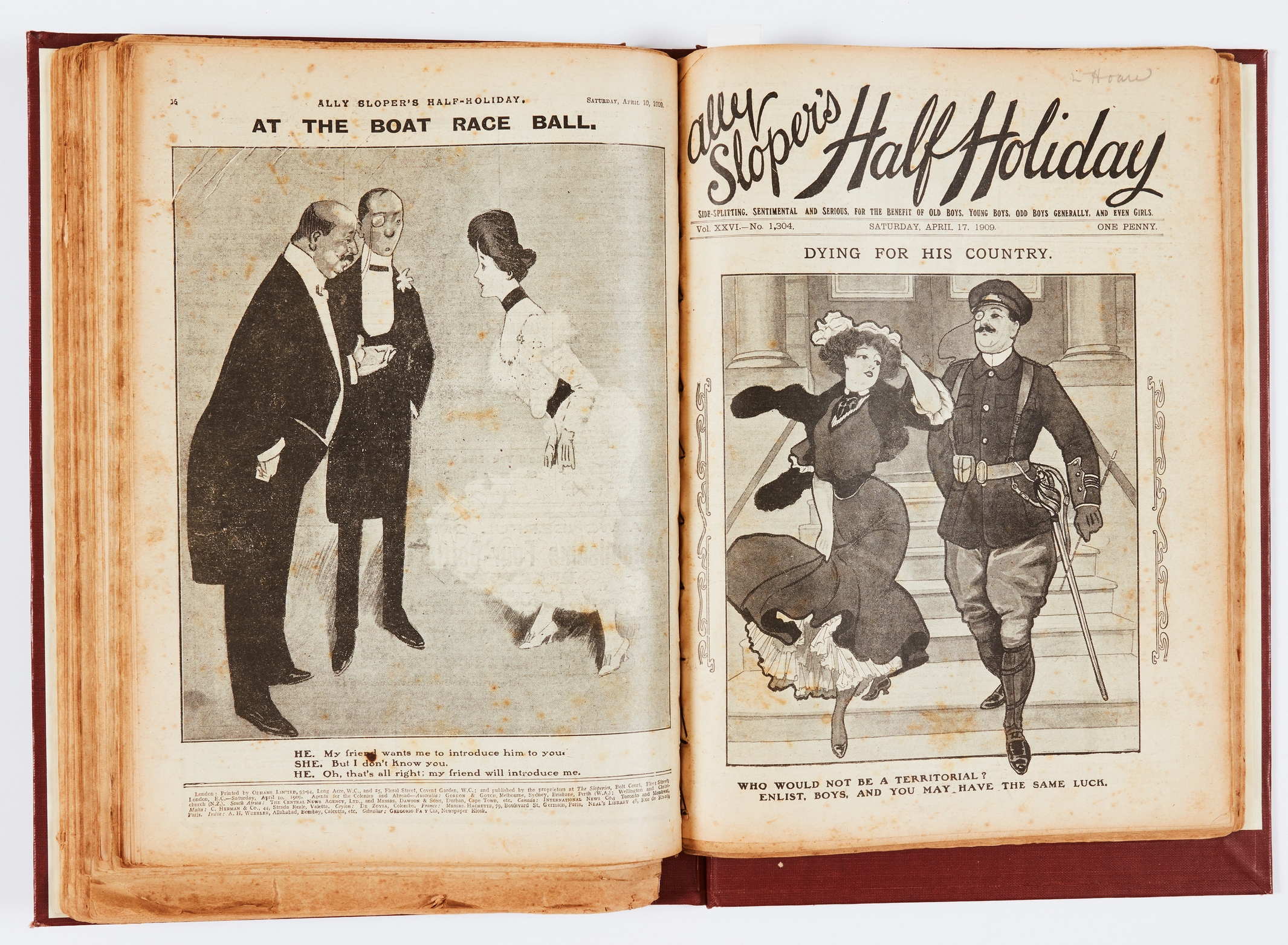 Ally Sloper's Half-Holiday (1908-09) 1257, 1262, 1274, 1283-86, Christmas Holiday 1908, 1288-1316 in - Image 3 of 4
