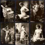 EROTICA collection of 336 different repro photographic cards in sepia of Victorian or Edwardian