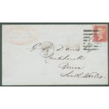 1869 envelope to Brecon, Wales, franked 1d Stars, tied AZEMAR machine cancel dated April 2nd 69,