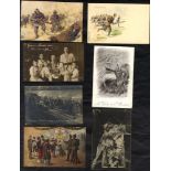 1914-18 WWI postcard range all housed in plastic sleeves incl. 1914 Marburg R.P mobilisation, Taking