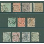 1856 1s green FU wing margin, SG.72, 1862 4d pale red FU, SG.80, 6d lilac FU wing margin, SG.84,