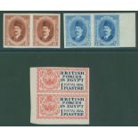 1923-24 King Fuad 5m imperf pair M, 15m imperf pair marginal UM, British Forces 1932 postal seal