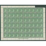 1891-1902 ½d sheet of sixty with imprint at foot, margins above 9/10, top row missing. M/U. Cat. £