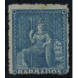 1870 Wmk Large Star, rough Perf 14 to 16 1d blue, fresh unused without gum. Rare. RPS Cert. 2016,