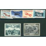 1947 Air 500f Herring Gull UM, SG.1013, 1949 1000f Air View of Paris UM, SG.1059, 1954 Air set UM,