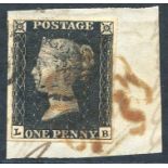 Plate 6 LB, good to large margins tiny portion of adjoining stamp visible at upper left side, tied