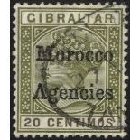 1898 20c olive green, VFU with overprint variety 'inverted V for A,' SG.3cb. Cat. £170