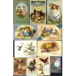 GREETINGS & BIRTHDAY CARDS box of approx 100+ items of Victorian or Edwardian types incl. postcards,