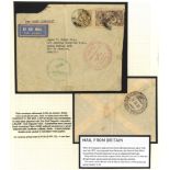 1932 second South American flight to Rio, Brazil, franked Bradbury 2/6d & 1s, tied London airmail