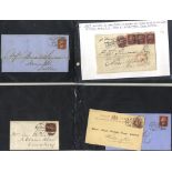 LIVERPOOL 1820's - 1910+ album containing 53 covers and 100+ stamps, all bearing Liverpool marks