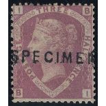 1860 un-issued 1½d rosy mauve, optd SPECIMEN Type 2, unused, SG53as. (1) Cat. £2200