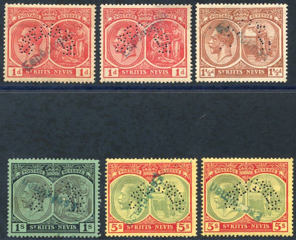 1912-29 1d rose-carmine (2) both lightly gum toned, 1½d red-brown, 1s (few tone spots on