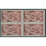 1950 Council of Europe 200f Air block of four, superb fresh M (2 x UM) SG.295. Cat. £900. (4)