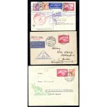 1931-33 Vienna first South America & Deutschland flight cards & envelope, all franked 1rm Zeppelin &