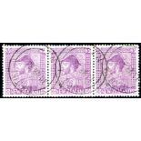 1927 3s pale mauve Admiral, FU horizontal strip of three. SG.470. Cat. £570. (3)