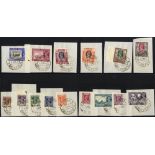 1946 Defin set of fifteen complete, each stamp is VFU on an individual piece, dated 1st Jan 47 (