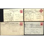 1905-24 cover & card to USA & UK both cancelled with 'Dominion Industrial Exhibition/Auckland 10th