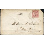 1867 envelope to Indian River with a 2d tied by a barred canceller, Prince Edward Island AP.8.1867