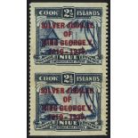 1935 Silver Jubilee 2 ½d Prussian blue vertical pair Imperforate horizontally UM (minor gum