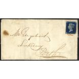 1841 Jan cover from Edinburgh to Perth, franked Pl.2 OL, clear to good margins, small fault at upper