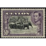 1938-49 P.13x13½ 50c black & mauve, SG.394a, fresh lightly hinged M example. Cat. £450