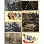 WORLD WAR I old album of 260 cards incl. silks, comic, patriotic, military personnel, Zeppelins,