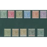 1889-96 Spanish Currency set (excl. 20c, SG.25), fine M (75c with vertical crease), SG.22/33.