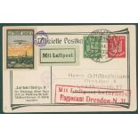 1924 Gorlitz - Dresden first flight card bears attractive vignette, with red cachet.