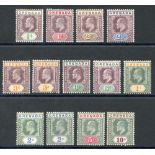 1904-06 MCCA set + chalky papers, fine M, SG.67/79 + 'a' numbers. Cat. £530 (13)