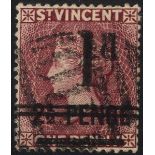 1885 Surcharged locally 1d on 2½d on 1d lake, wmk inverted, good U example, SG.46w.