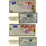 1939 (April 5th, May 10th & 24th), three airmail envelopes from London to Buenos Aires, two