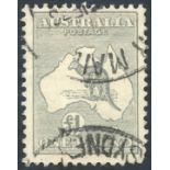 1935 C of A £1 grey, FU example (blunt perf S.E corner), SG.137, Cat. £275