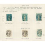 1853-1905 collection of M & U on leaves from 1853-54 4d imperf (corner thin), Imperf Chalons 4d (3),