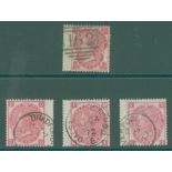 1862 3d deep carmine-rose (Plate 2) QI wing margin example cancelled '162' numeral, SG.75, 1867-80
